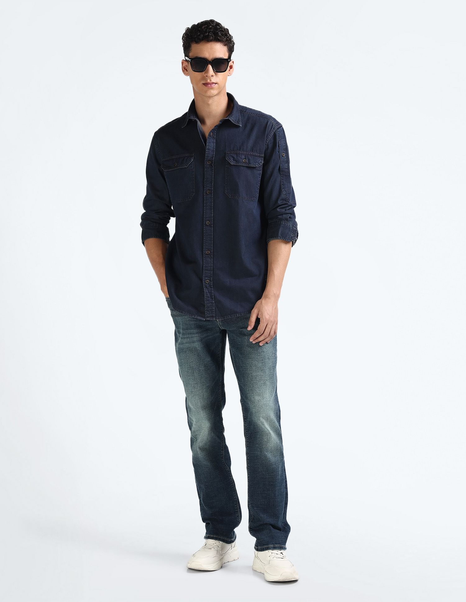 Flying Machine Cotton Chambray Weave Shirt