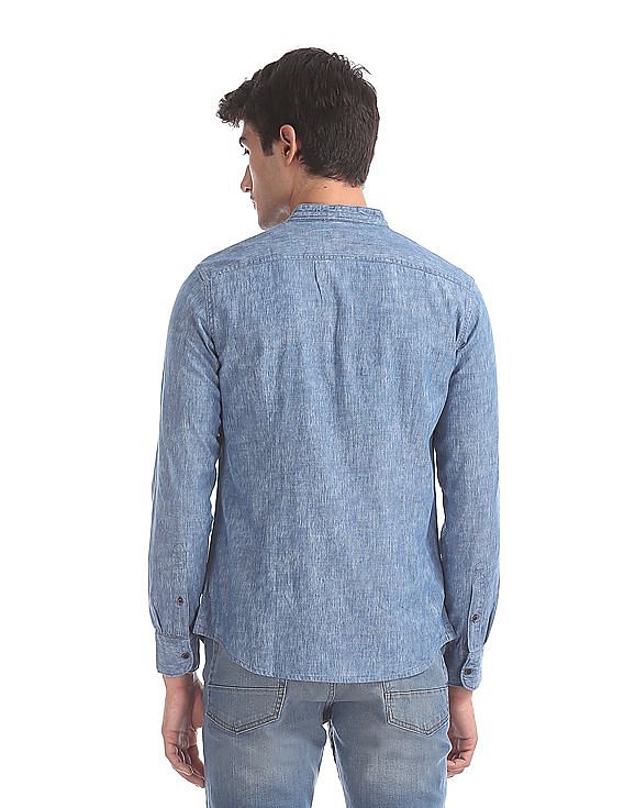 U.S. Polo Assn. Denim Co. Heathered Mandarin Collar Shirt