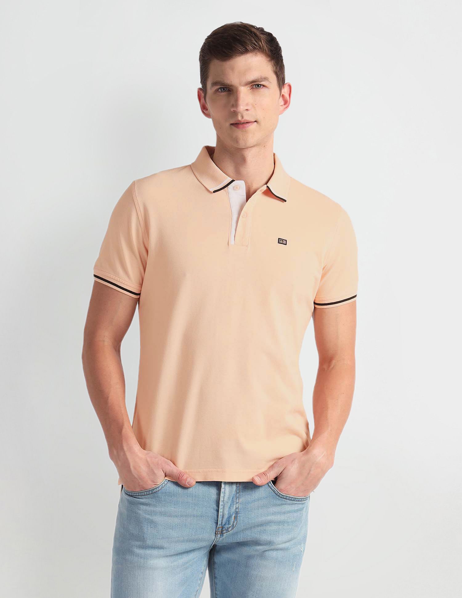 Arrow Sports Tipped Collar Solid Polo Shirt
