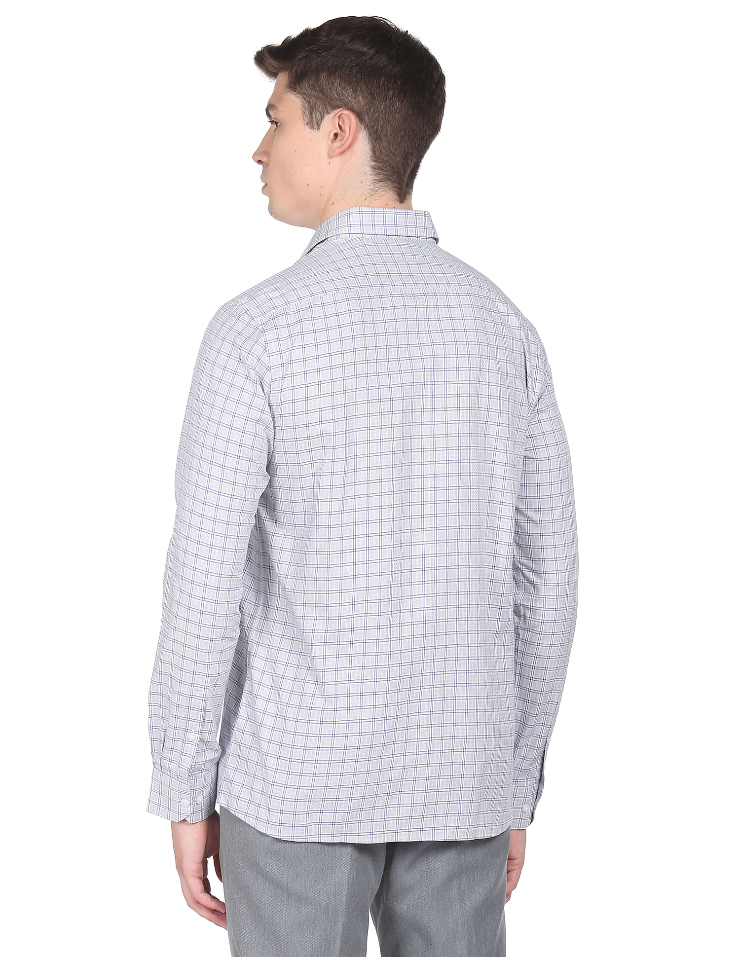 Arrow Outline Check Self Design Shirt