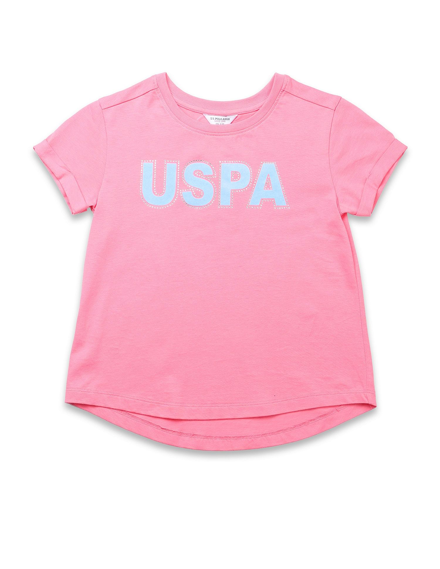 U.S. Polo Assn. Kids Girls Flock Print Relaxed Fit T-Shirt