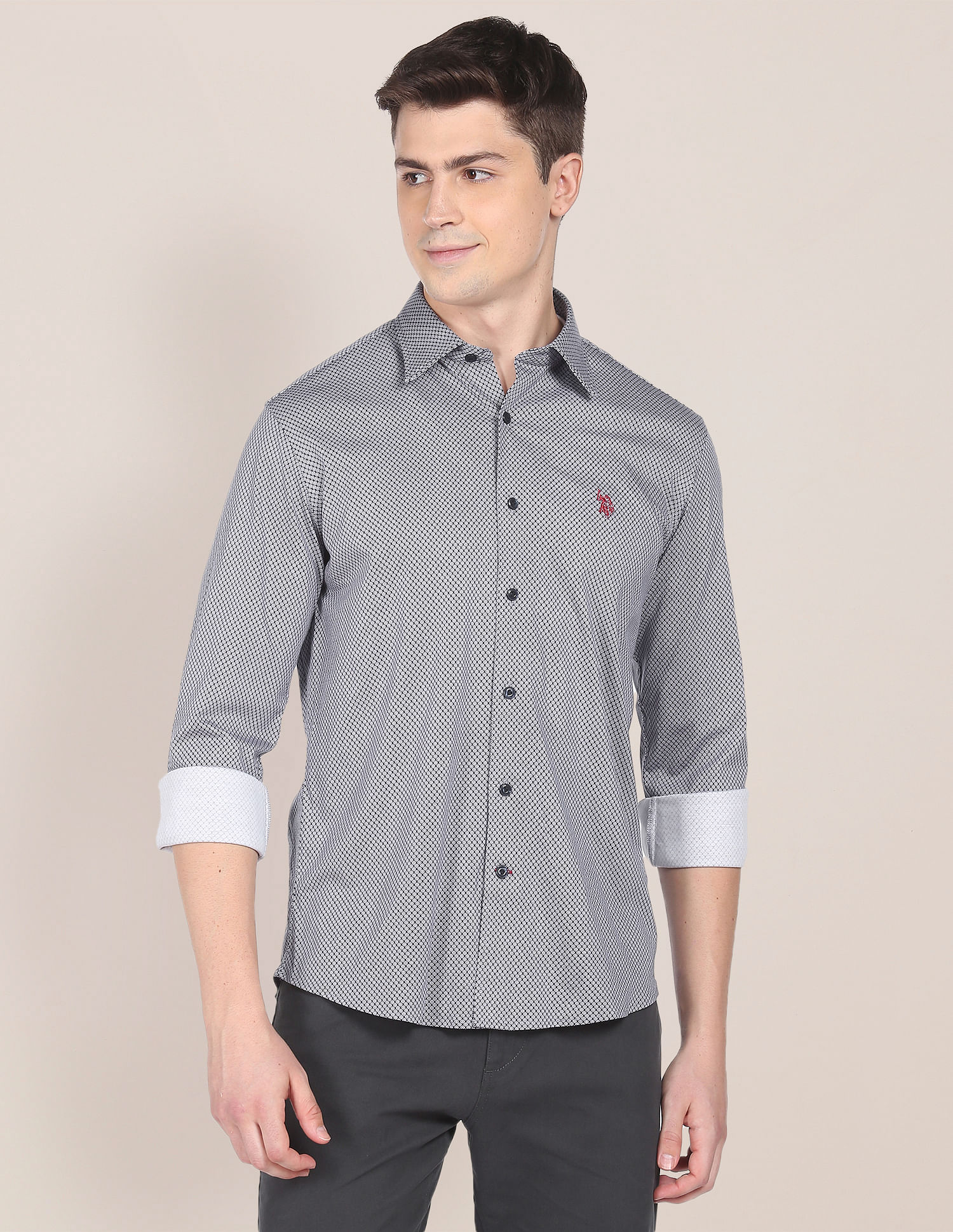 U.S. Polo Assn. Geometric Cotton Knit Casual Shirt