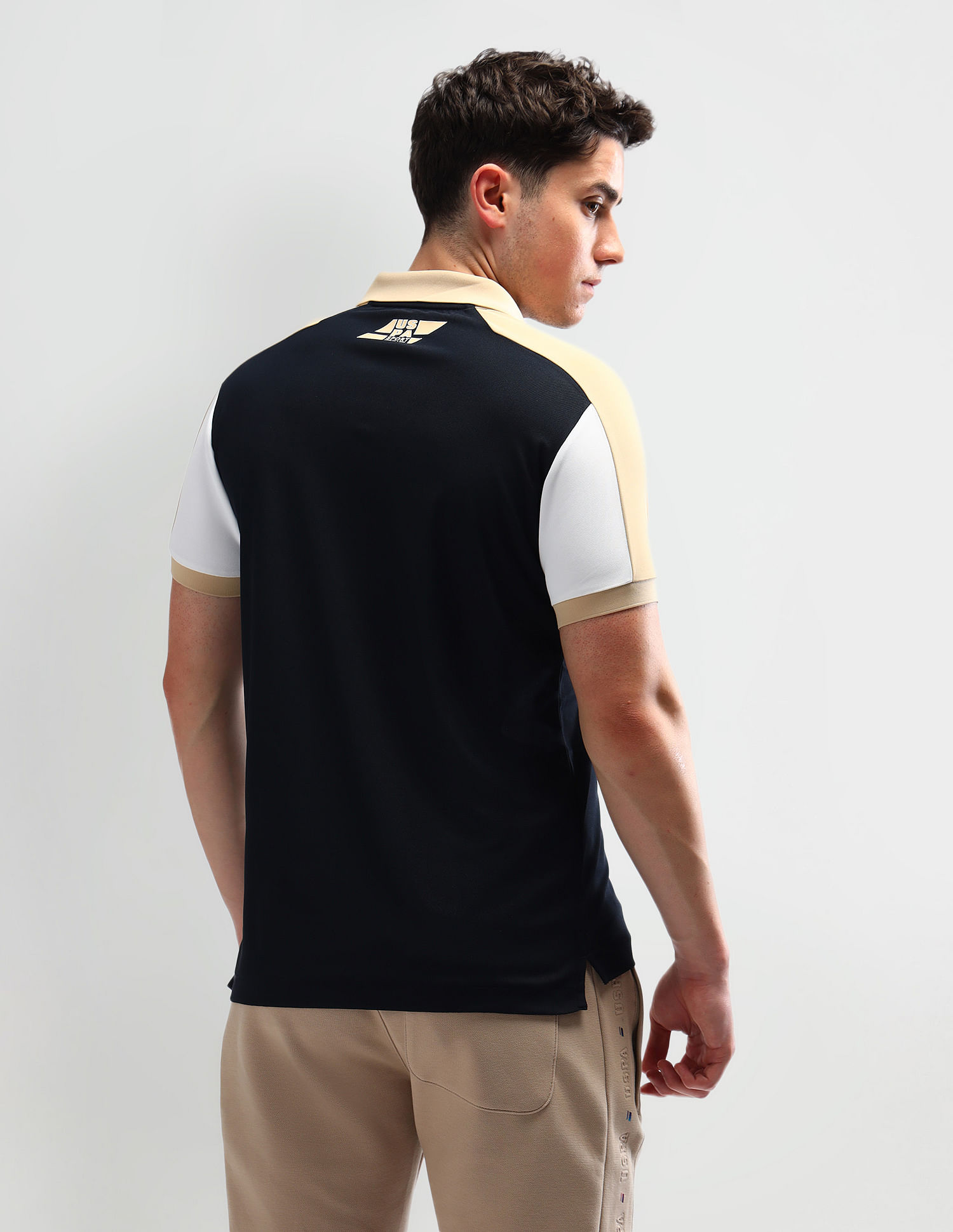 USPA Active Colourblocked Slim Fit Polo Shirt