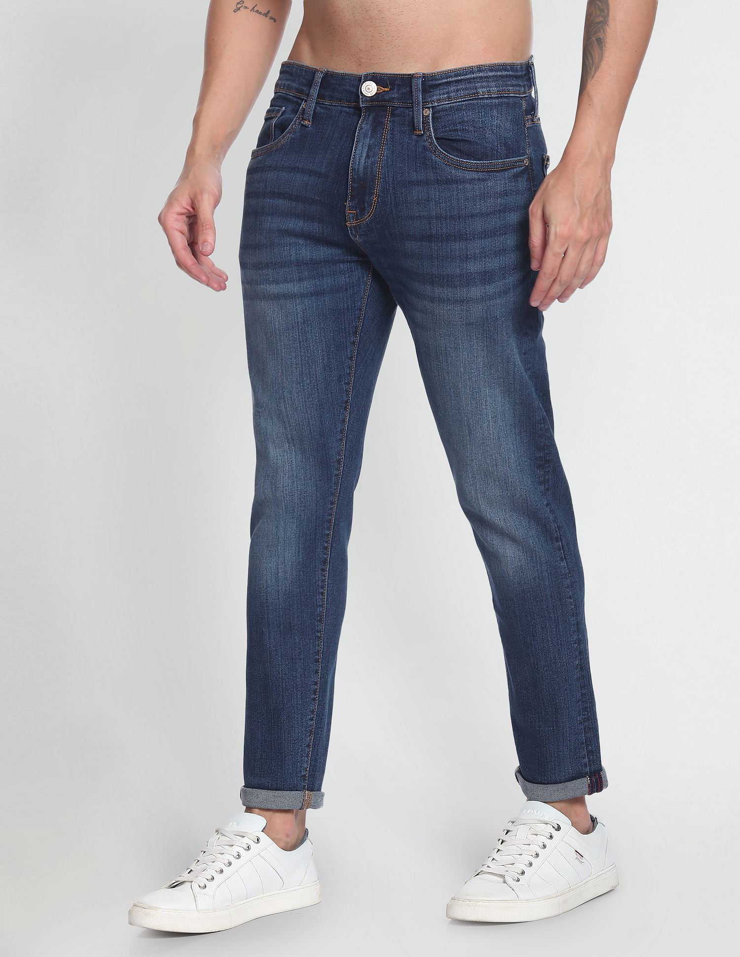 Flying Machine Slash Slim Tapered Fit Whiskered Classic Vintage Jeans