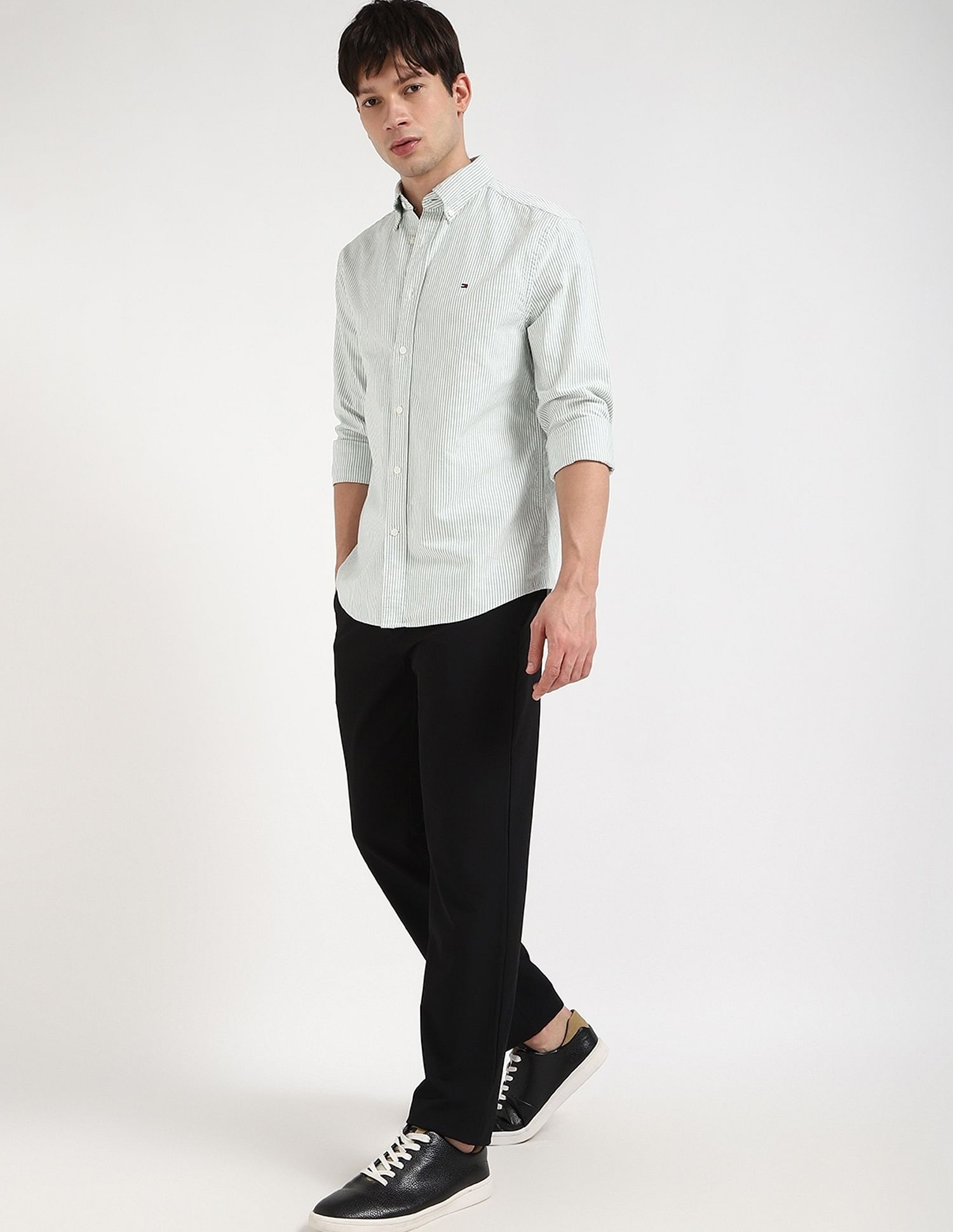Tommy Hilfiger Striped Regular-Fit Oxford Woven Shirt