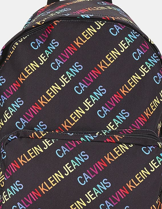 Buy Calvin Klein Men Black Allover Pride Monogram Backpack  display picture 1