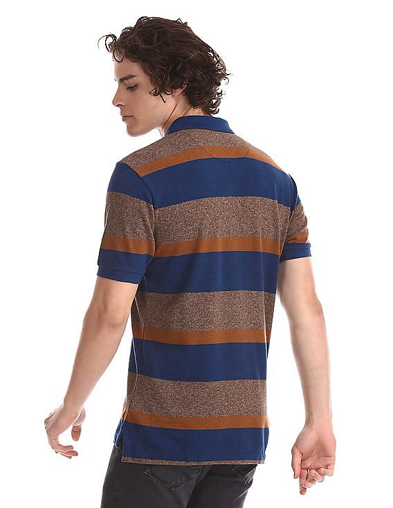 U.S. Polo Assn. Brown And Blue Striped Polo Shirt