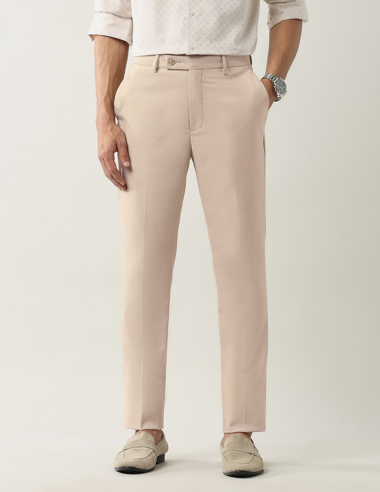 Arrow Slim Fit Dobby Weave Autoflex Trousers