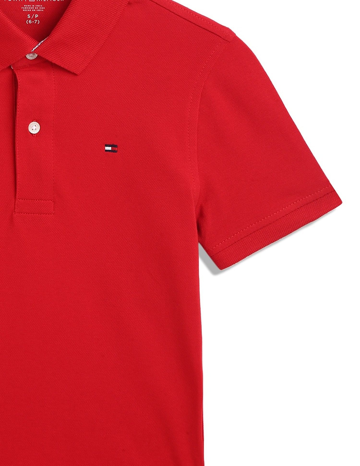 Tommy Hilfiger Kids Boys Solid Regular-Fit Cotton Polo T-Shirt