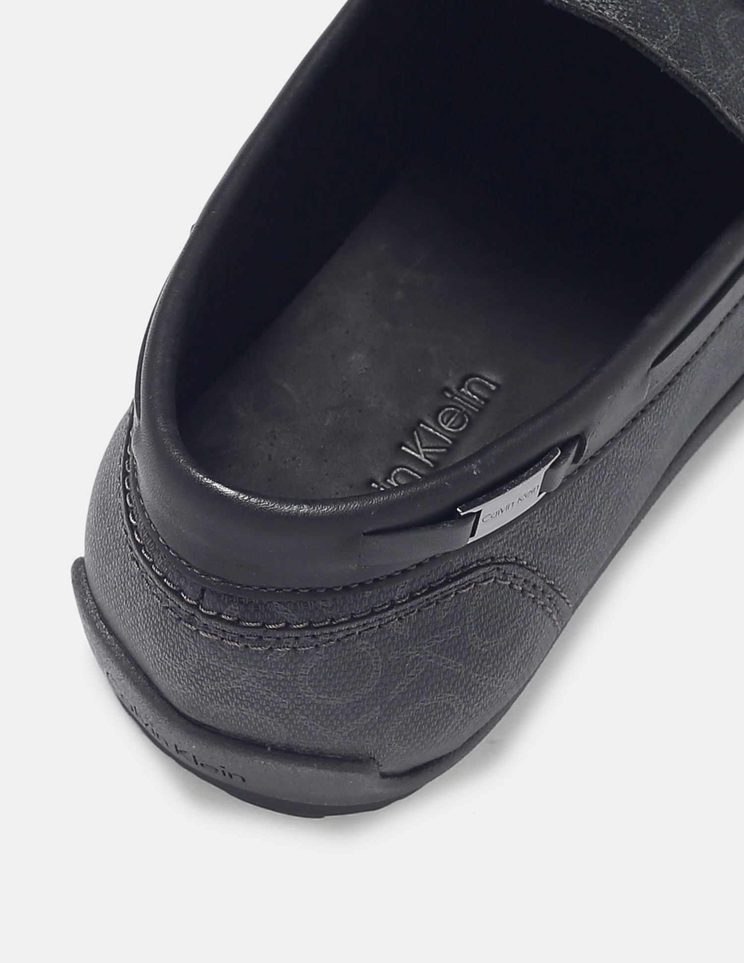 Calvin Klein Men Black Monogram Leather Loafers