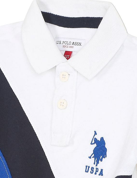 Buy . Polo Assn. Kids Boys White Short Sleeve Colour Block Polo Shirt -  