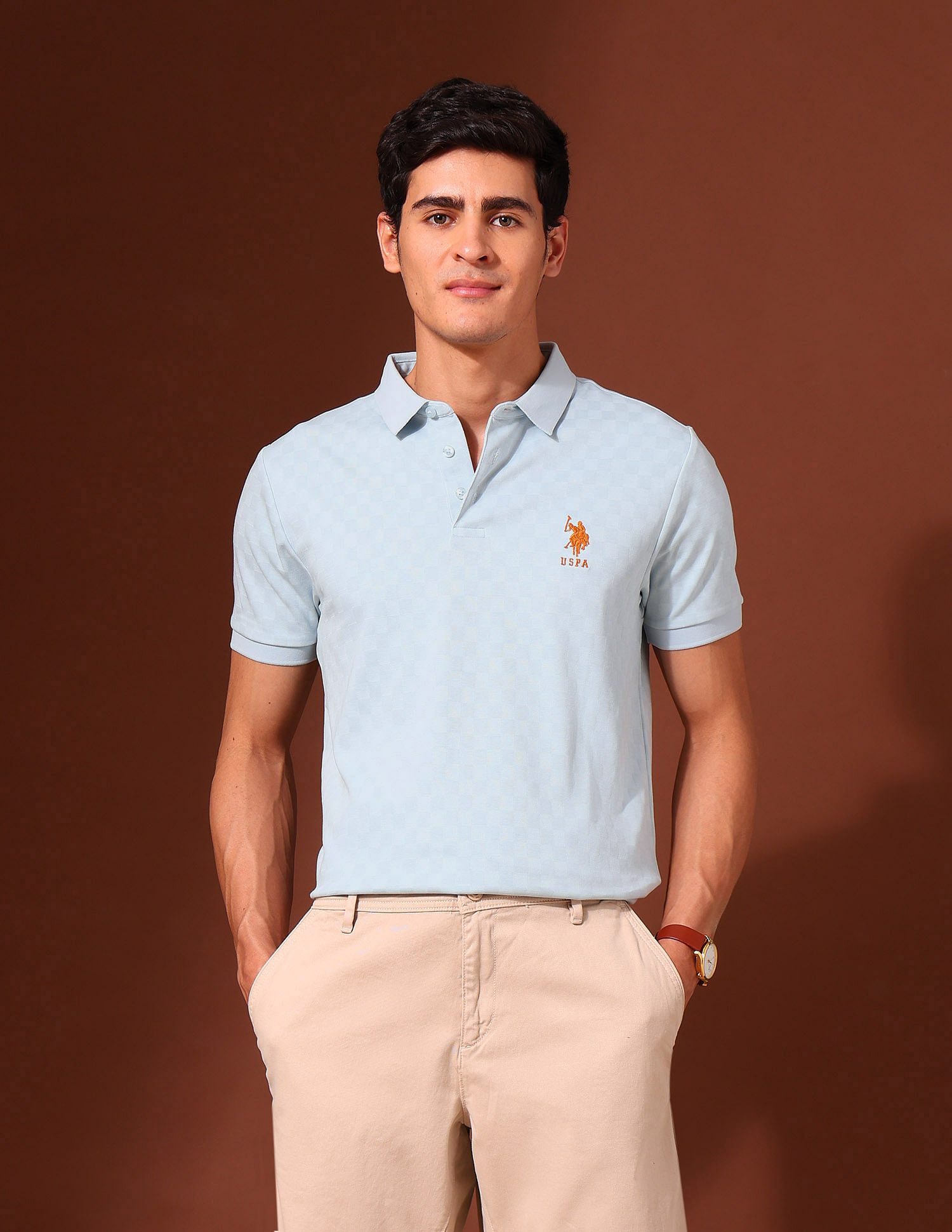 U.S. Polo Assn. Textured Slim Fit Working Holiday Polo Shirt