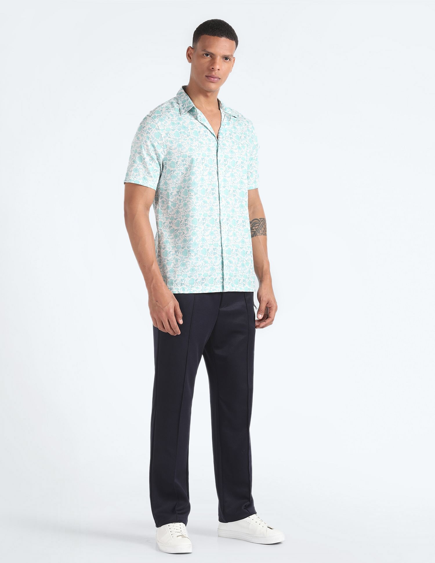Flying Machine Short Sleeve Floral Print Shirt
