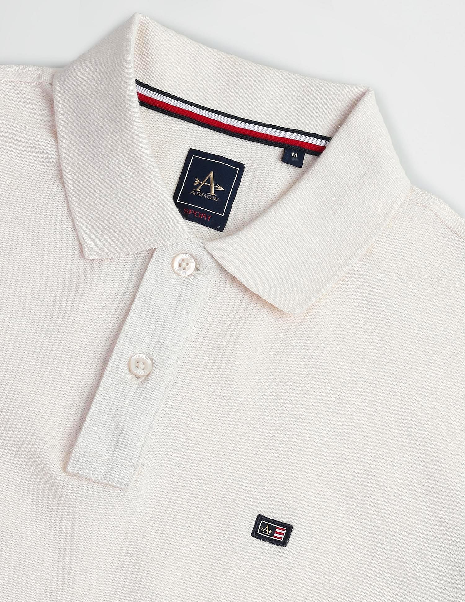 Arrow Sports Ribbed Collar Solid Polo Shirt