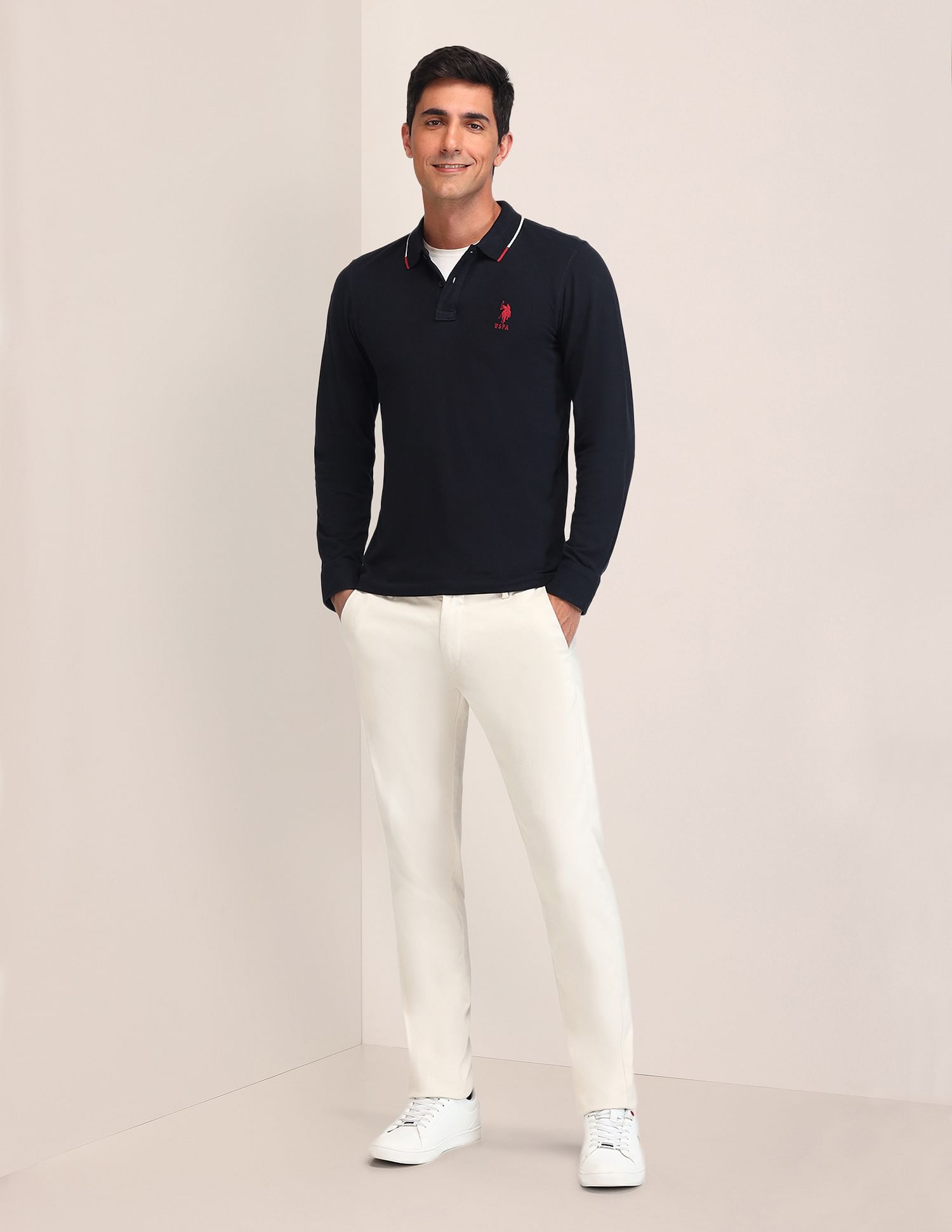 U.S. Polo Assn. Solid Pattern Slim Fit Polo Shirt