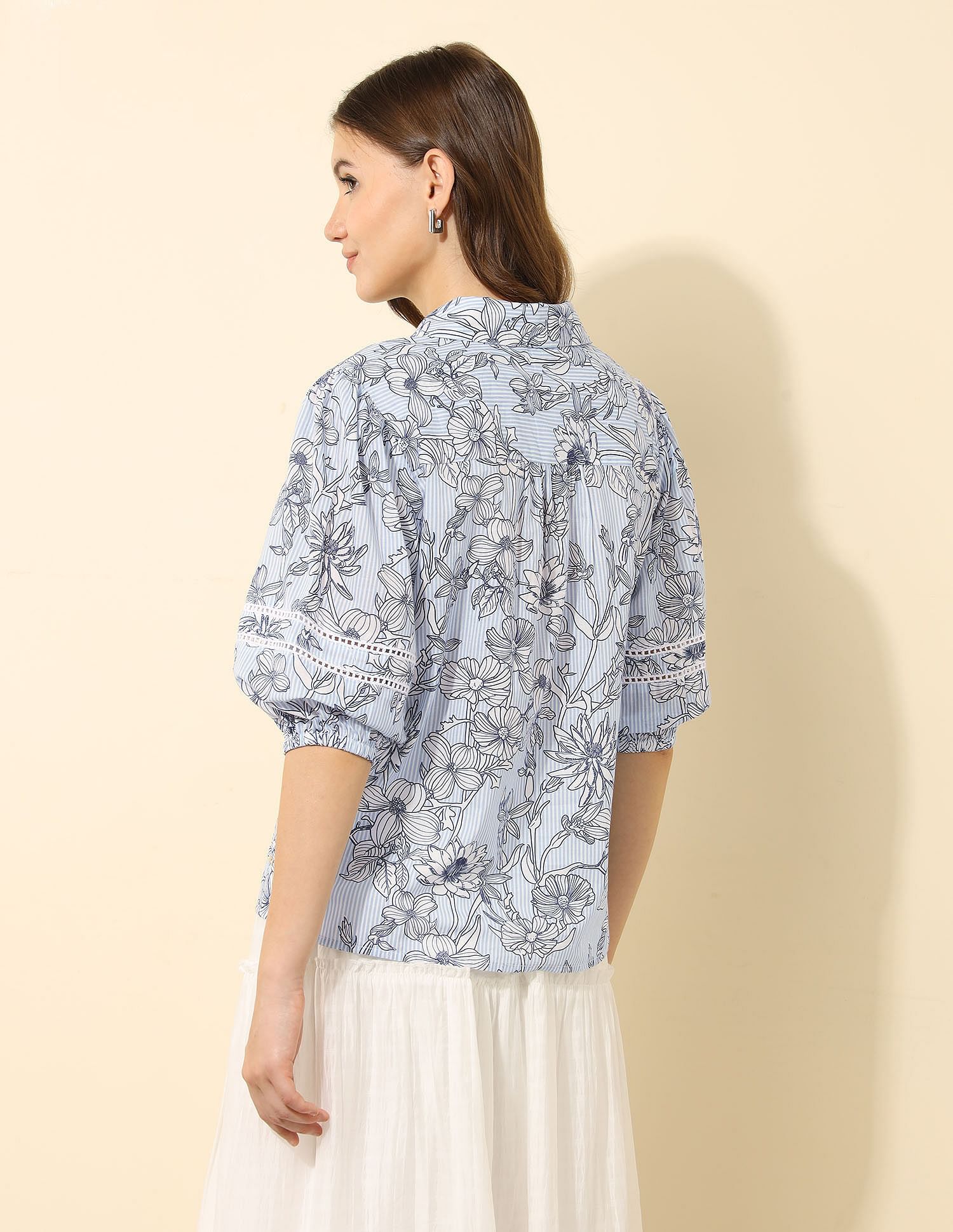 U.S. Polo Assn. Women Floral Printed Dobby Shirt