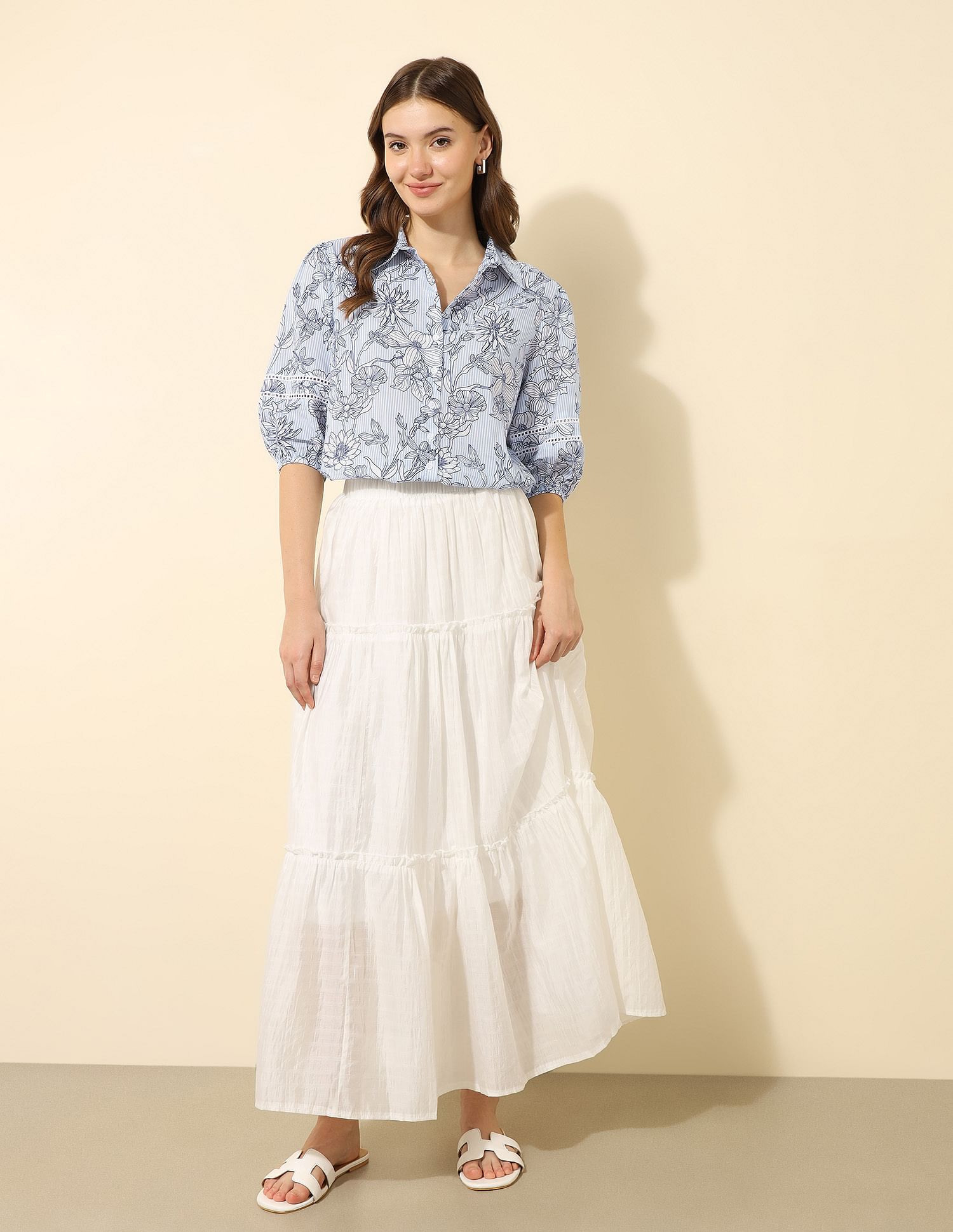 U.S. Polo Assn. Women Floral Printed Dobby Shirt