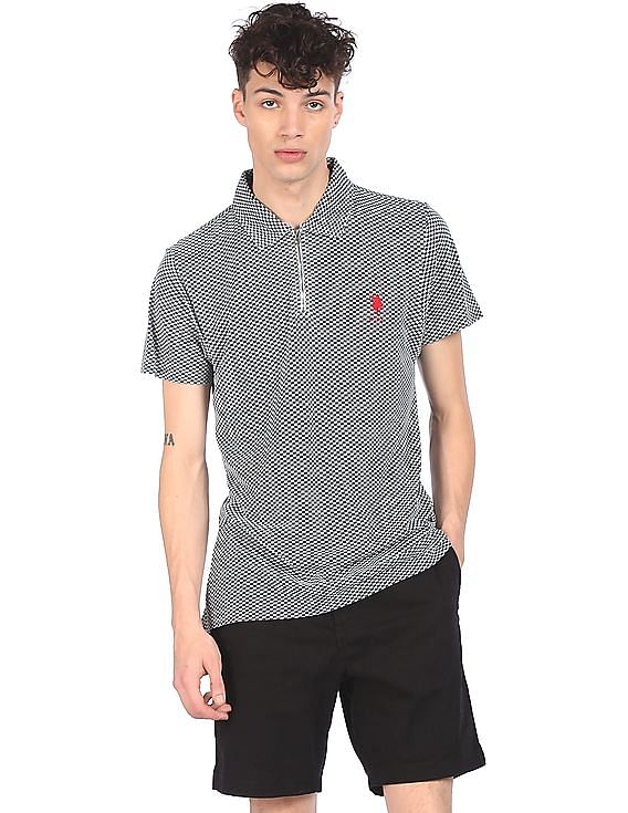 U.S. Polo Assn. Zipper Placket Check Polo Shirt