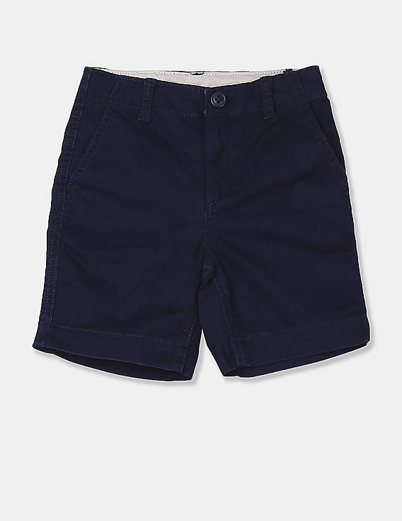 Buy GAP Boys Navy Solid Lived In Khaki Shorts With Stretch