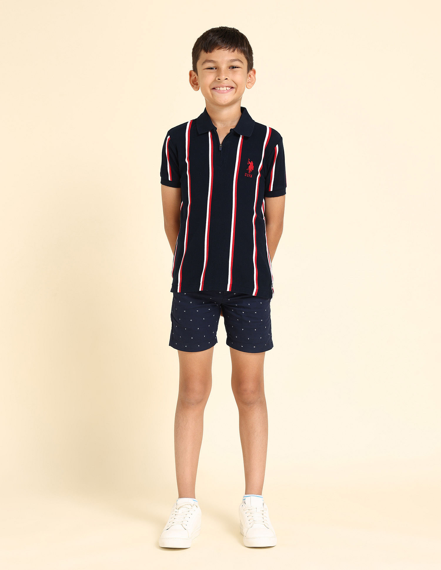 U.S. Polo Assn. Kids Boys Vertical Stripe Cotton Polo Shirt