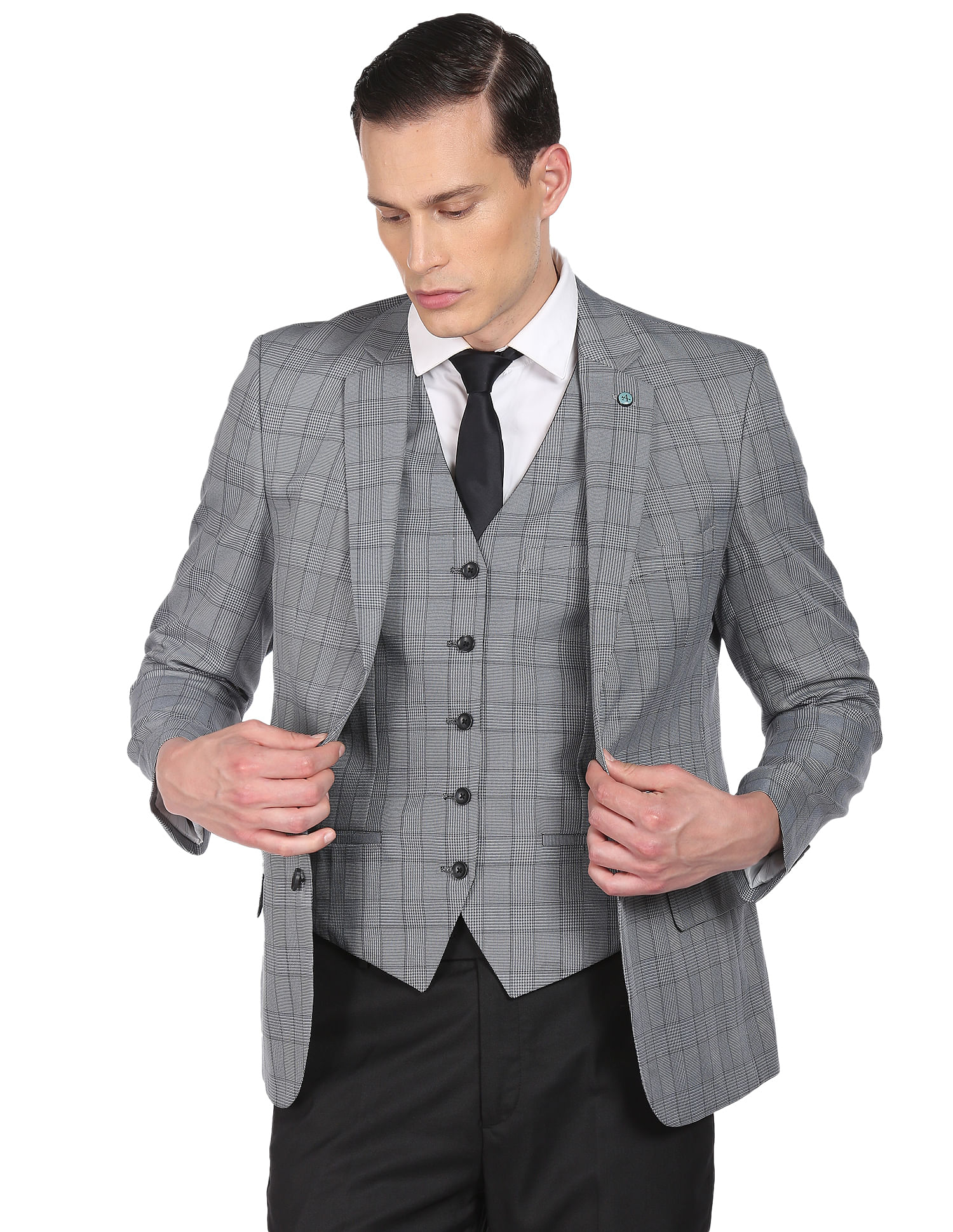 Hugo - Grey Check Men's Three Piece Suit – Paul Andrew