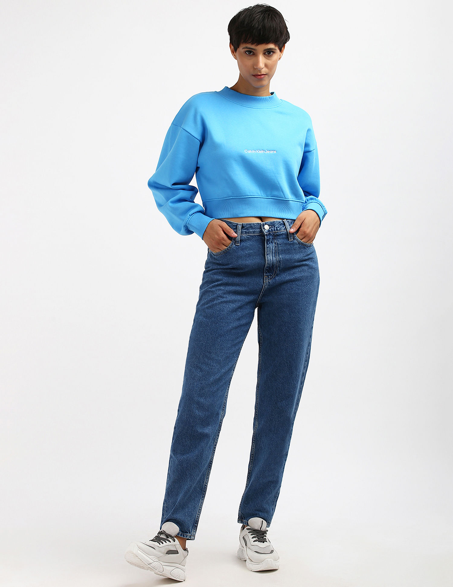 Calvin Klein Institutional Logo Mock Neck Sweatshirt