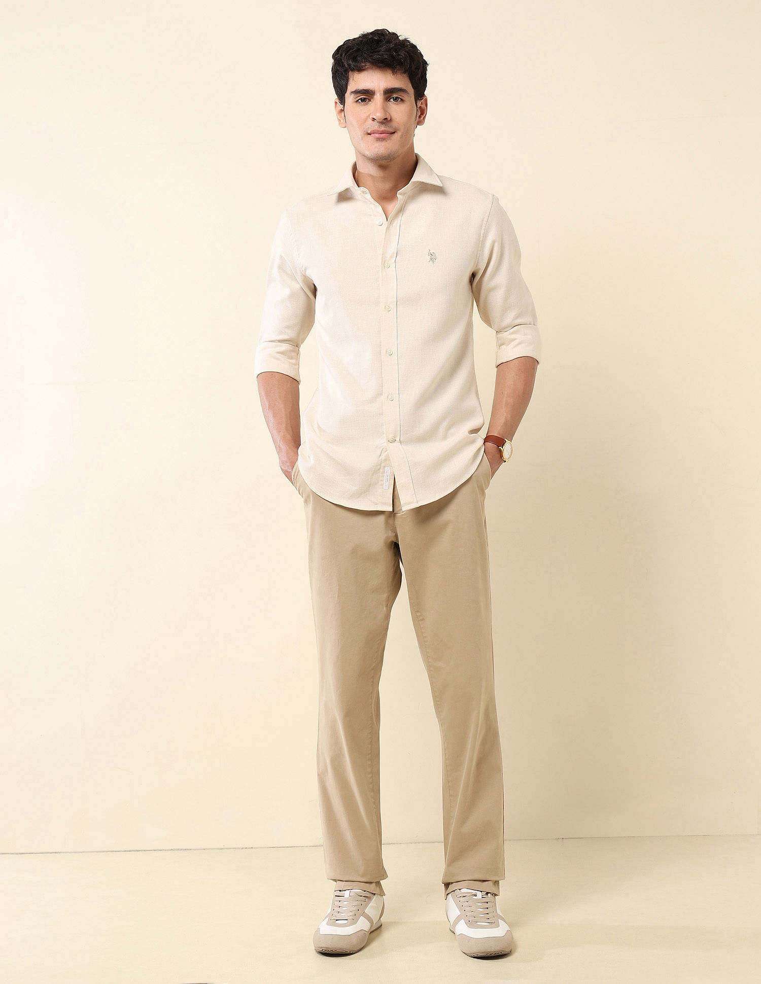 U.S. Polo Assn. Tailored Fit Pure Cotton Dobby Shirt
