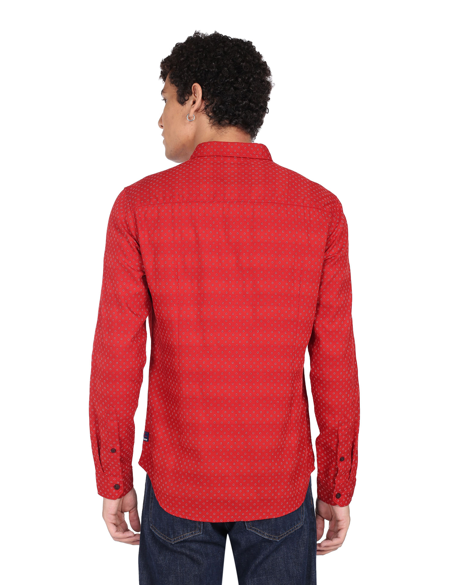 Flying Machine Geometric Print Cotton Shirt