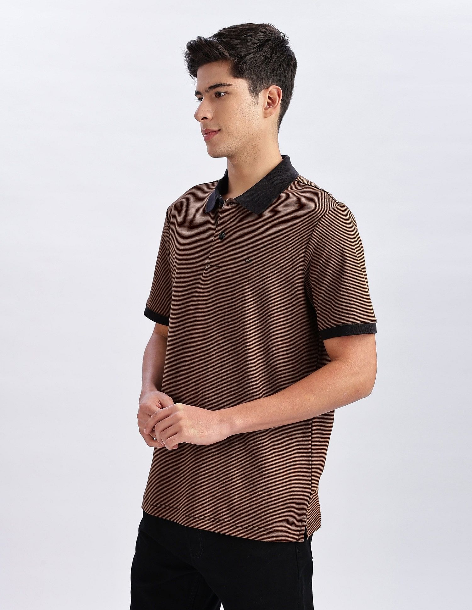 Calvin Klein Jeans Regular-Fit Pinstripes Cotton Polo Shirt