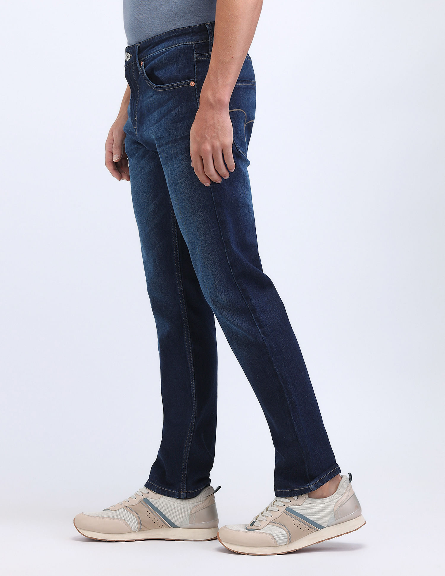 Flying Machine Slash Slim Tapered Mid Rise Jeans