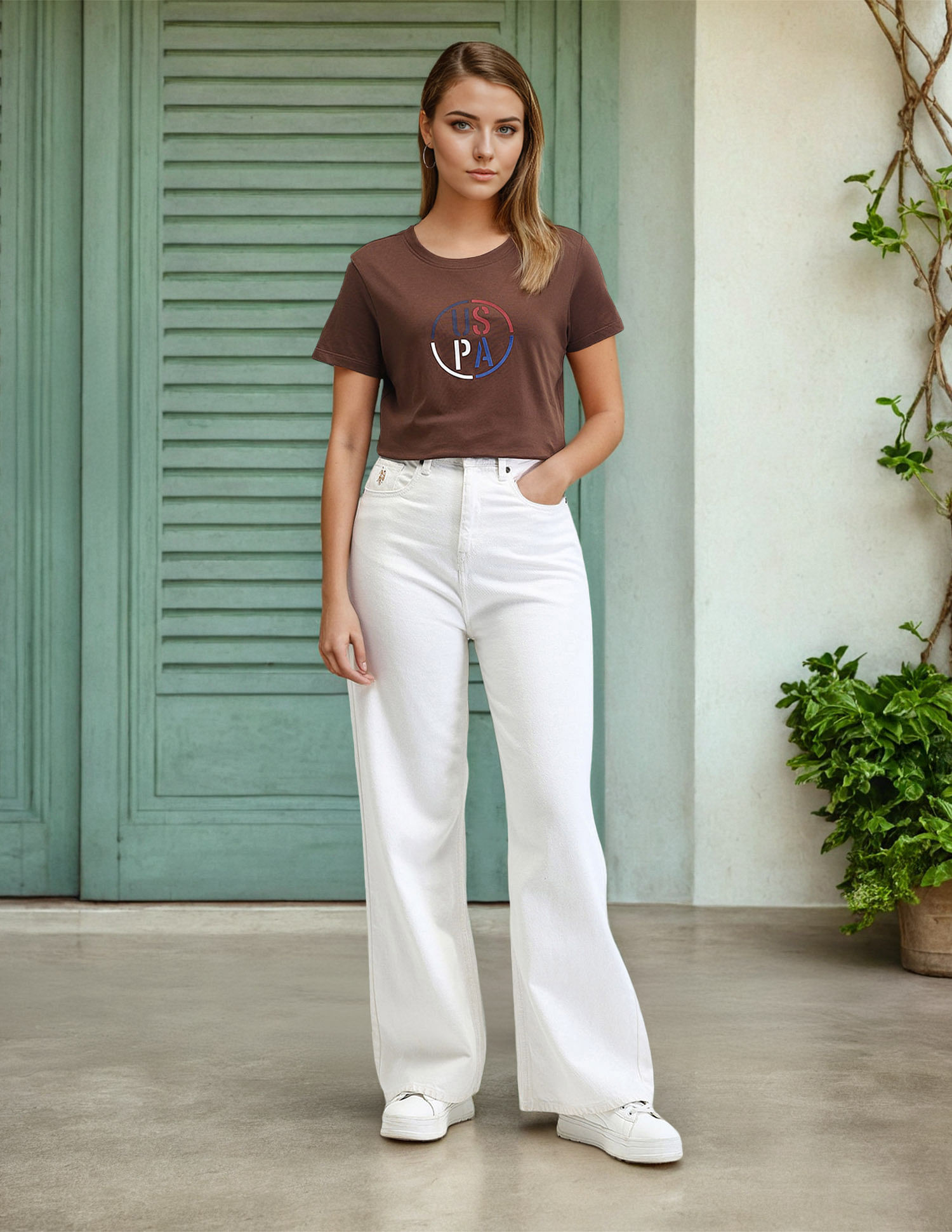 U.S. Polo Assn. Women Puff Print Regular Fit T-Shirt