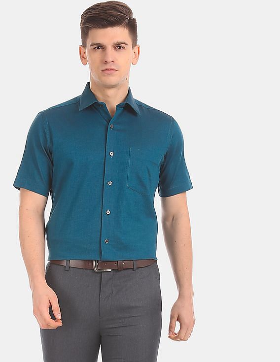 mens teal short sleeve shirt