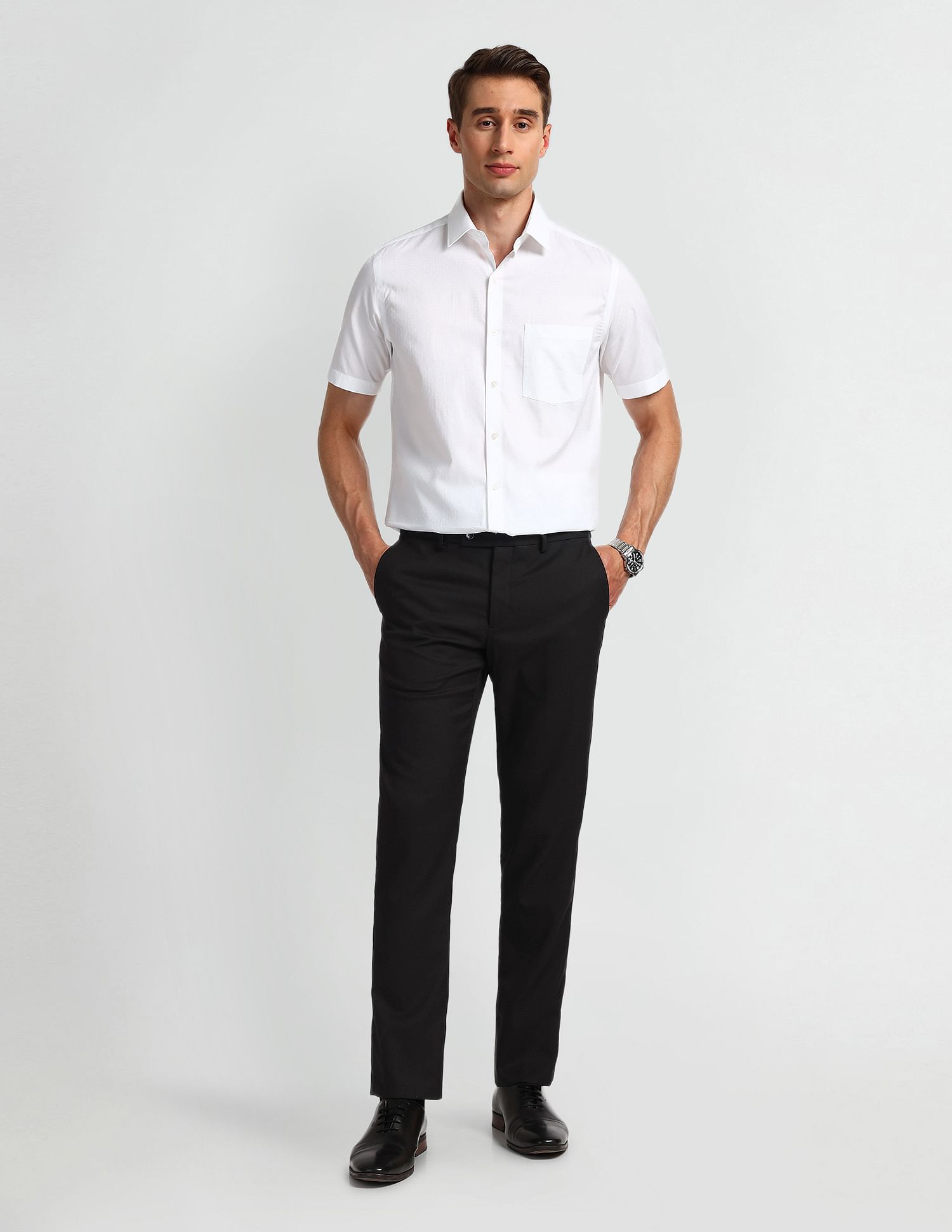 Arrow Mid Rise Carson Tapered Fit Trousers