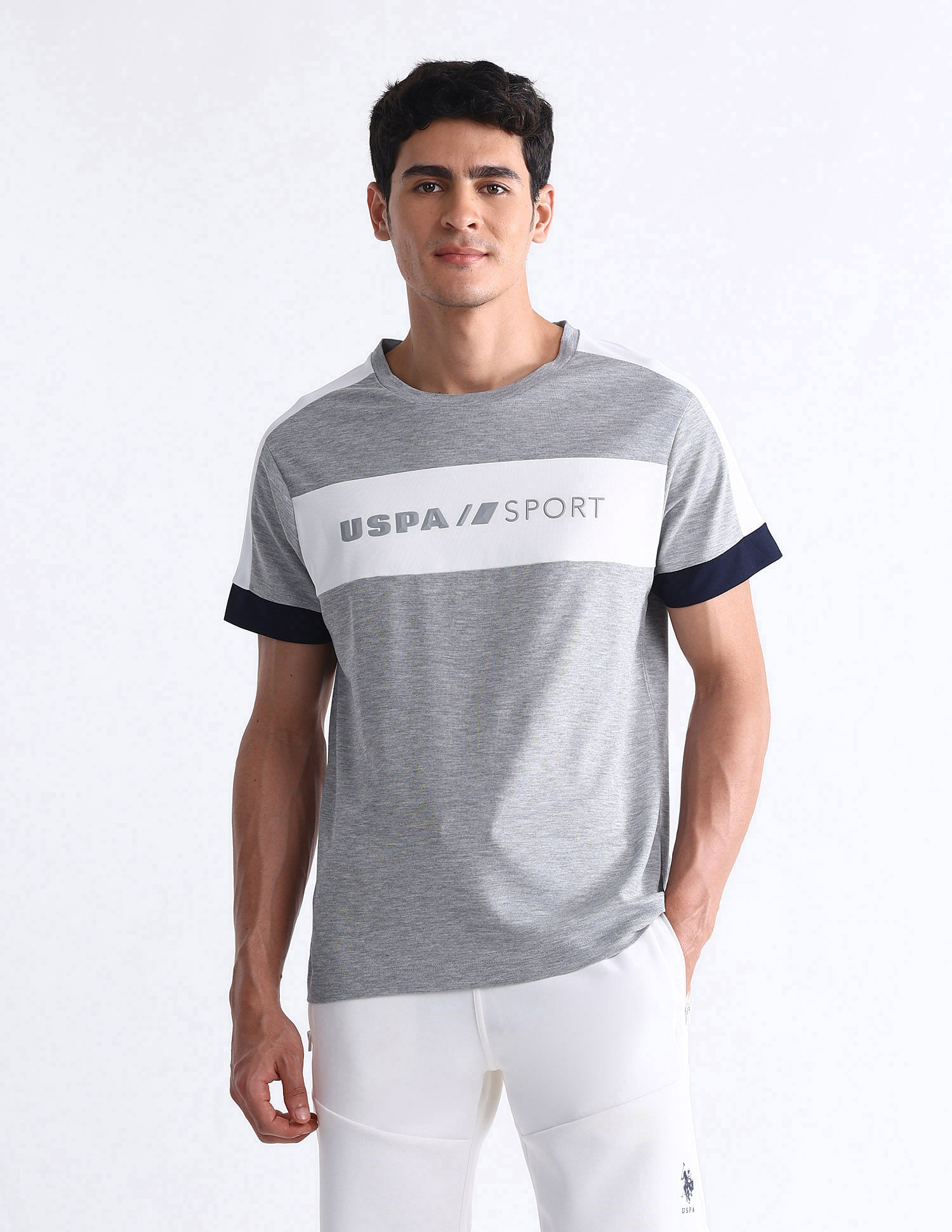 USPA Active Brand Embossed Slim Fit T-Shirt