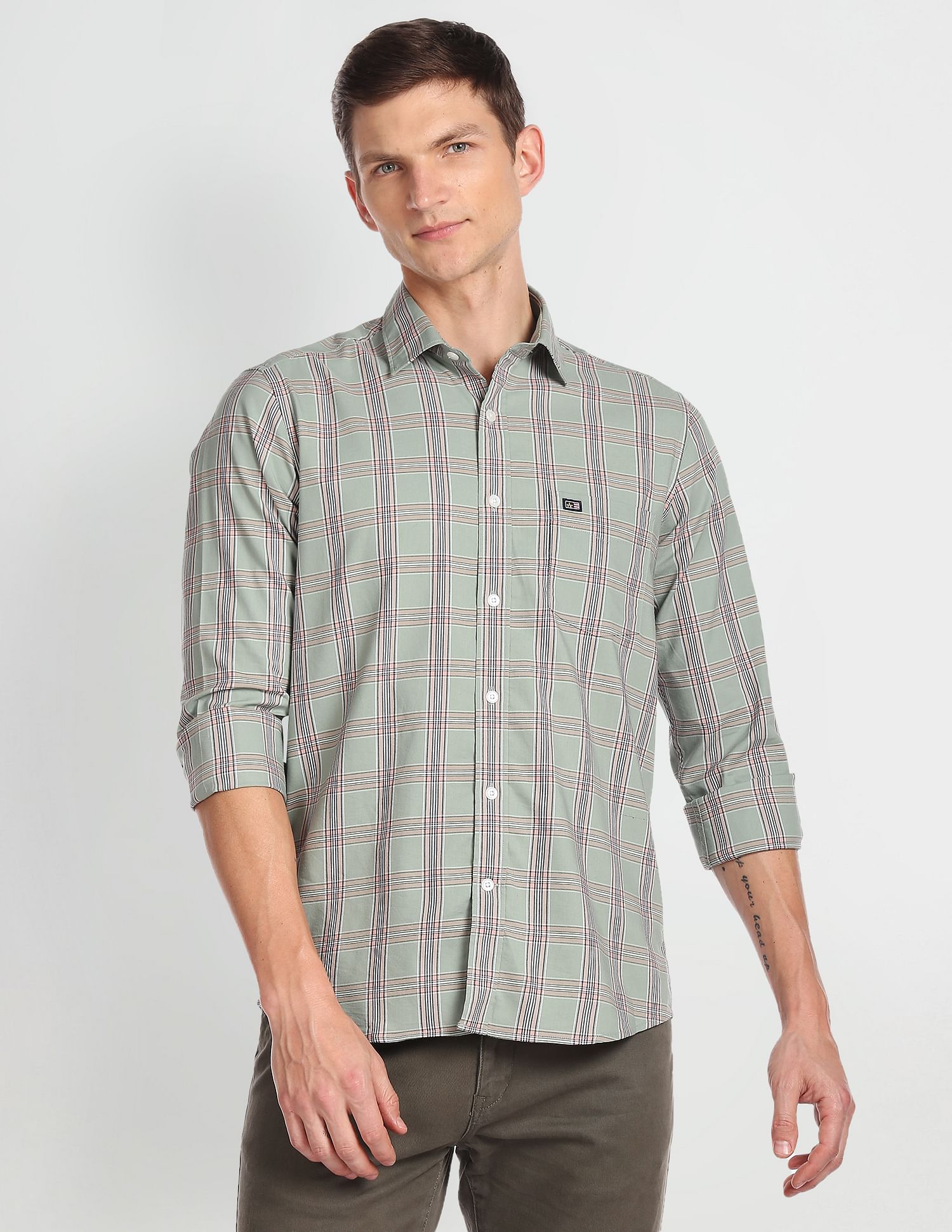 Arrow Sports Tartan Check Twill Shirt