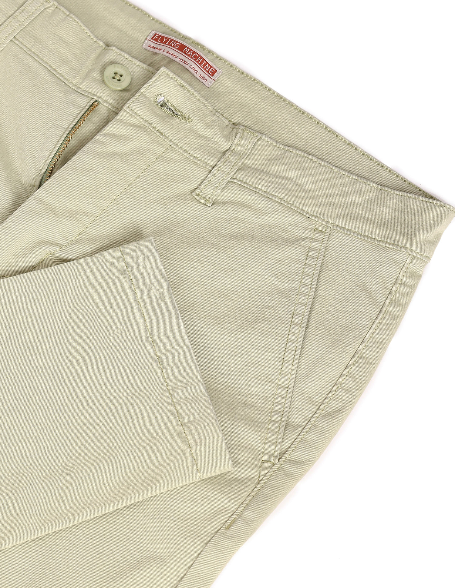 Flying Machine Mid Rise Twill Solid Trousers