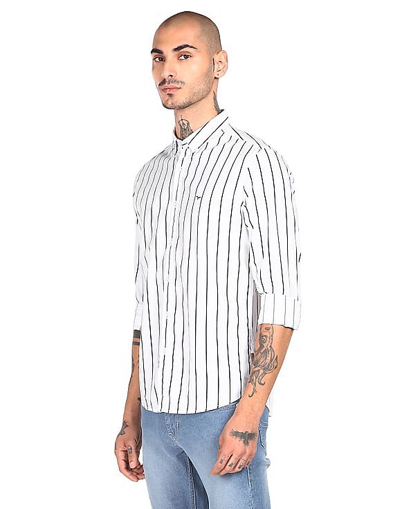 Fashion Shirts Stripe Shirts Armedangels Stripe Shirt natural white-black striped pattern casual look 
