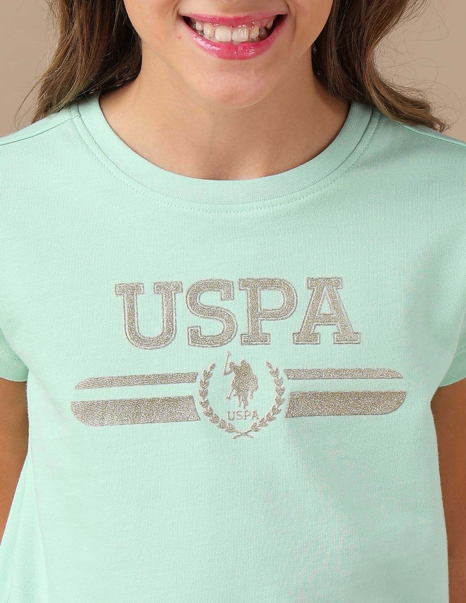 U.S. Polo Assn. Kids Girls Brand Printed Blousan T-Shirt