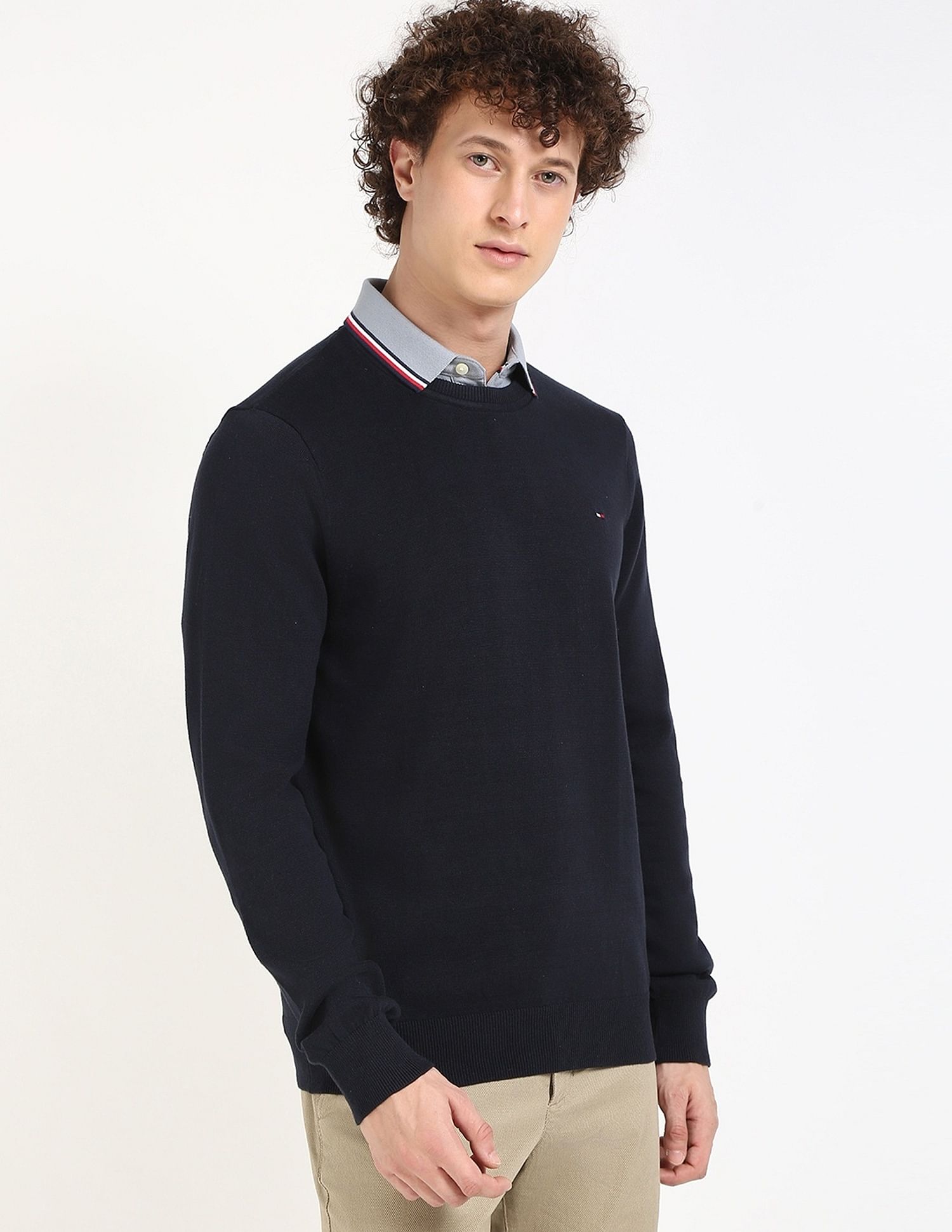 Tommy Hilfiger Solid Regular-Fit Cotton Sweater