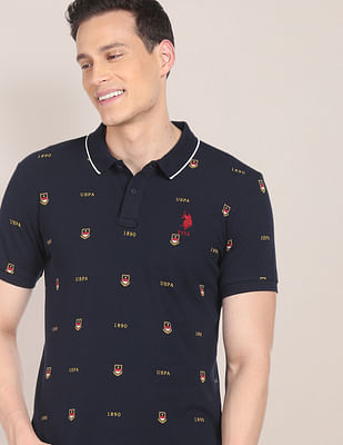 U S Polo Assn Crest Print Polo Shirt