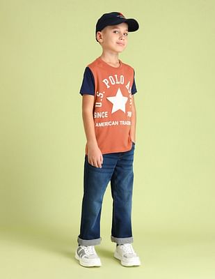U S Polo Assn Kids Boys Round Neck Graphic Printed T-Shirt