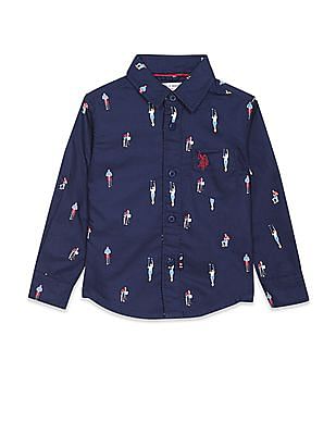 U S Polo Assn Kids Boys All Over Print Pure Cotton Shirt