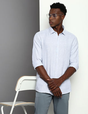 Calvin Klein Linen Stripe Slim Shirt