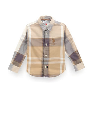 U S Polo Assn Kids Boys Plaid Check Shirt