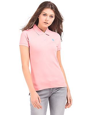 U S Polo Assn Women Solid Pique Polo Shirt