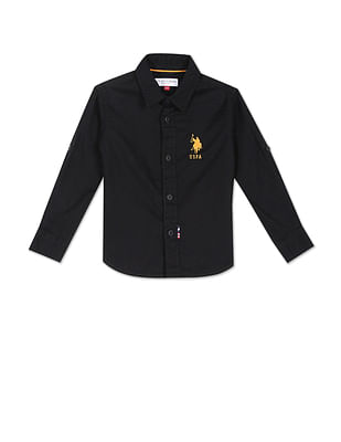 U S Polo Assn Kids Boys Spread Collar Solid Shirt