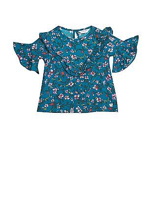 U S Polo Assn Kids Bell Sleeve Printed Top