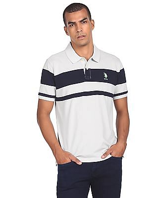 U S Polo Assn Pique Striped Polo Shirt