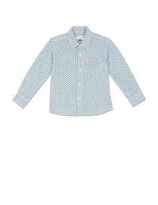 U S Polo Assn Kids Boys Spread Collar Printed Shirt