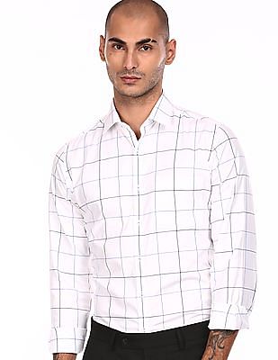 white shirt with black checks